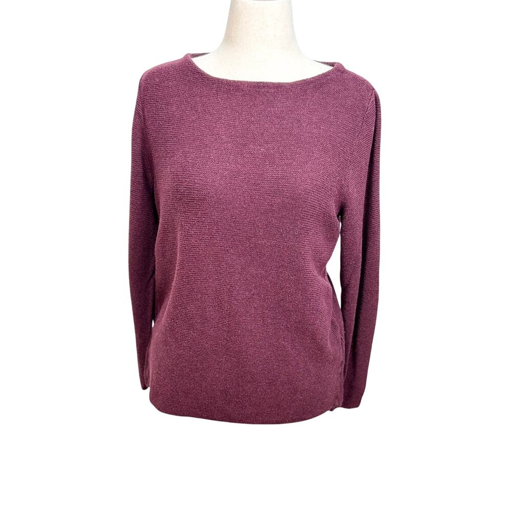 J. Jill burgundy red long sleeve sweater side hem zippers Sz M